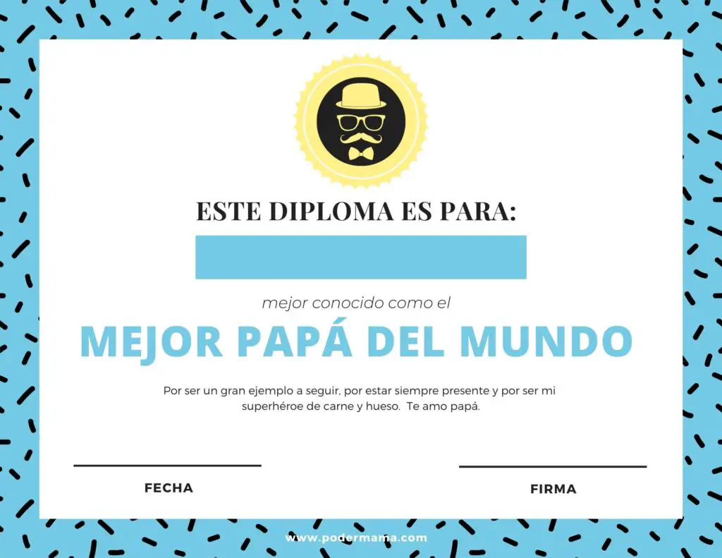 Diploma imprimible para el Día del Padre