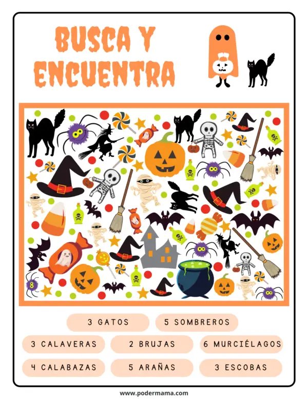 Actividades de Halloween para niños. Descarga gratis. Poder Mamá