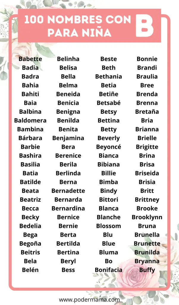 100 Nombres con B para niña