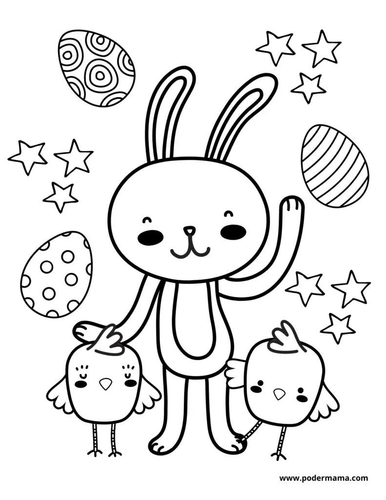 Dibujos de conejo y pollitos de Pascua
