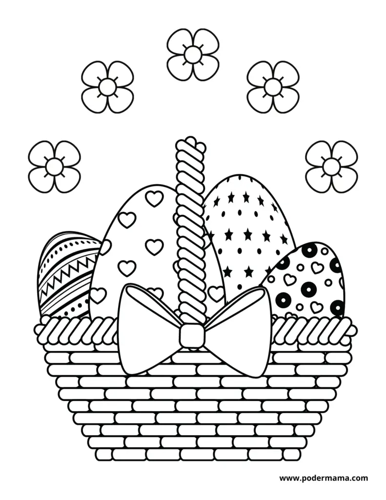 Dibujo de canasta de huevos de Pascua