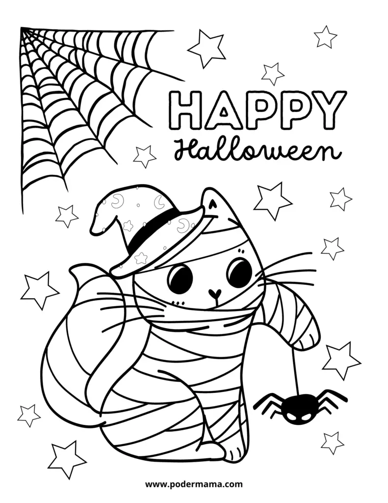 Dibujo de gato de Halloween para colorear