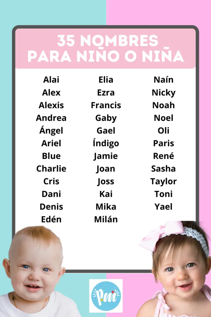 Nombres para niño o niña, nombres unisex.