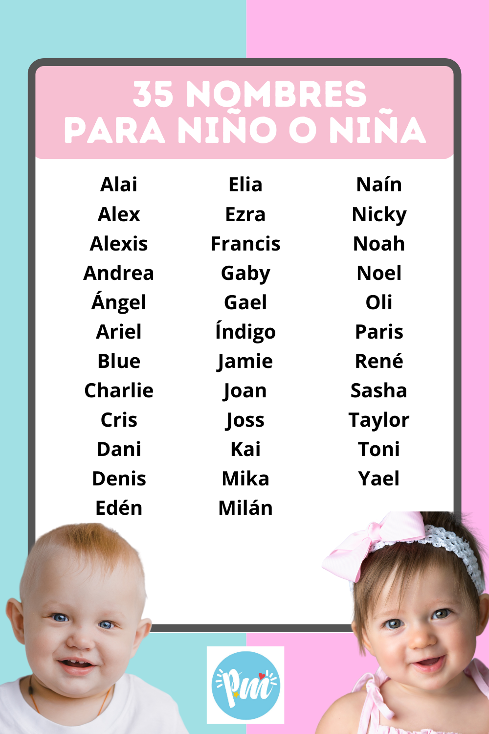 35 Nombres Para Niño O Niña Nombres Unisex Poder Mamá 8335