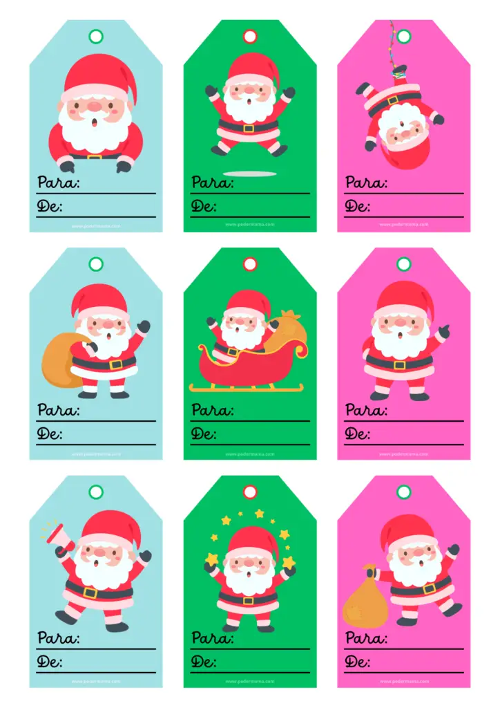 Etiquetas de Santa Claus para regalos de Navidad