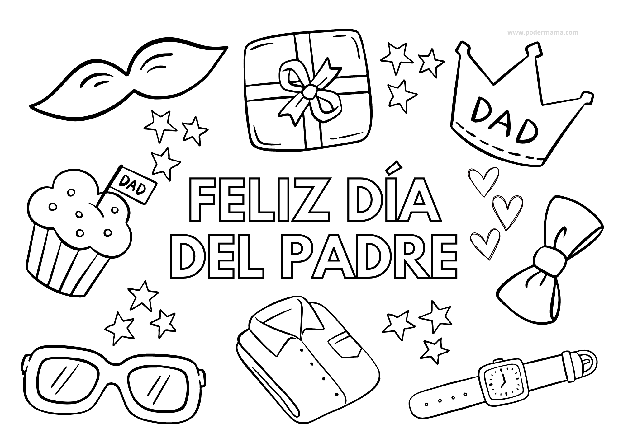 Dibujos del Día del Padre para colorear. - Poder Mamá