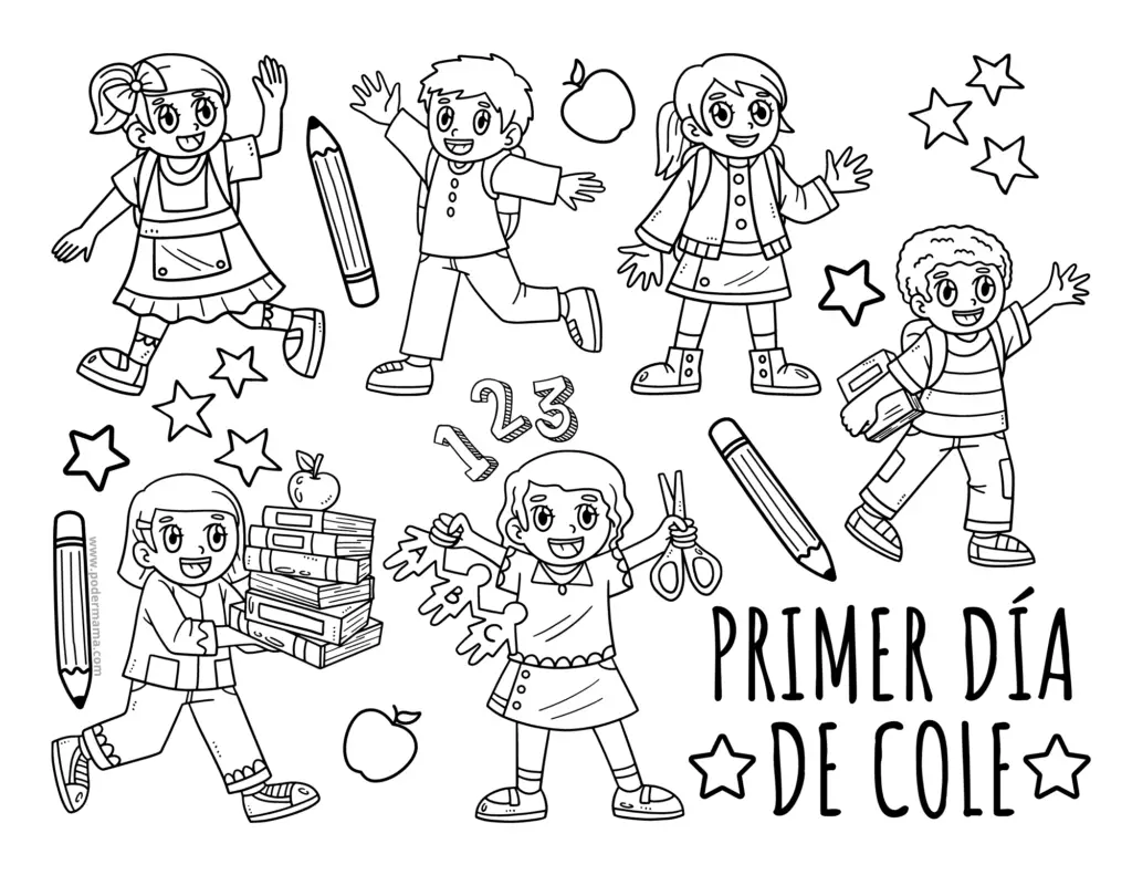 Dibujo del Primer Día de Cole para imprimir