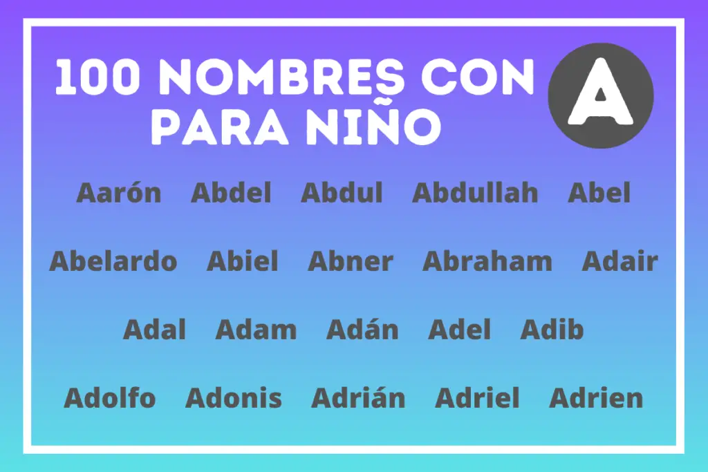 Nombres con A para niño.