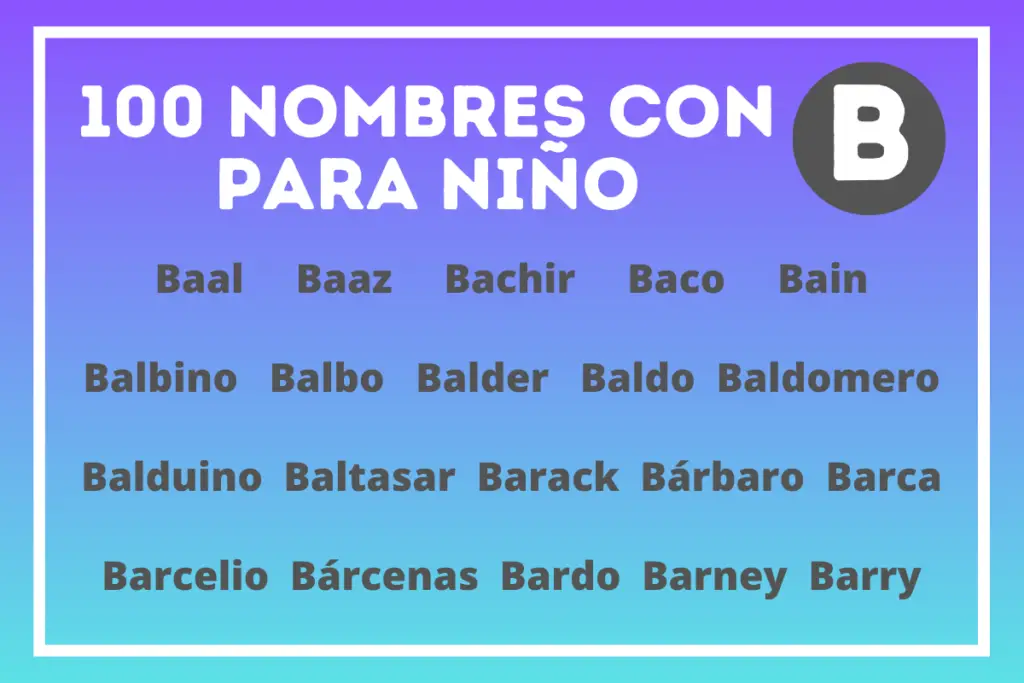 Nombres con B para niño.