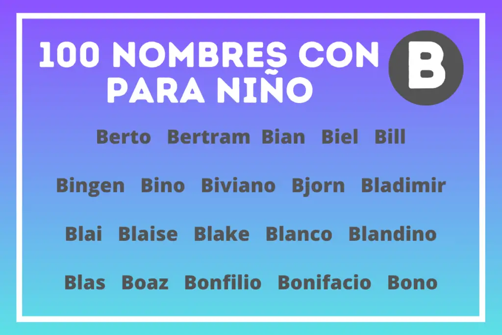 Nombres para niños que empiezan con B.