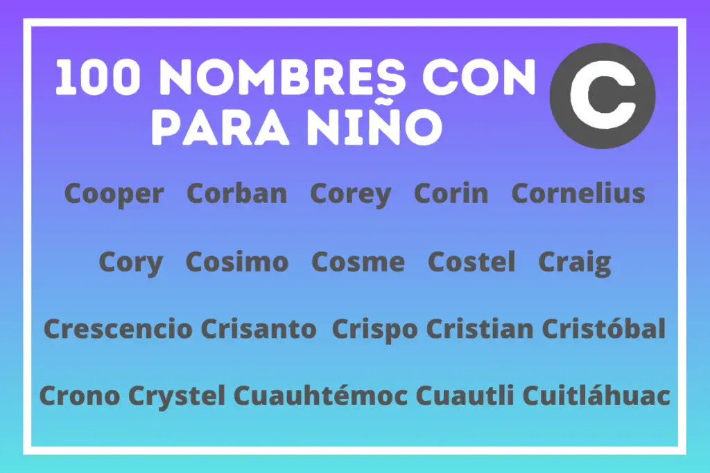 Nombres bonitos para niño con C.