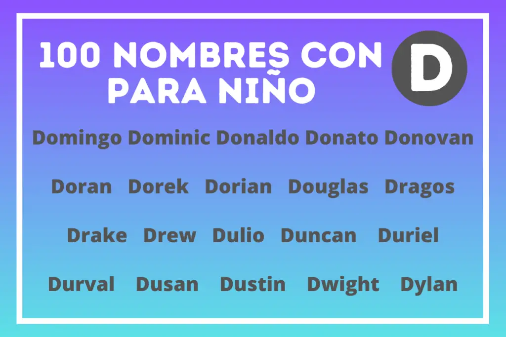 Nombres bonitos para niño con D