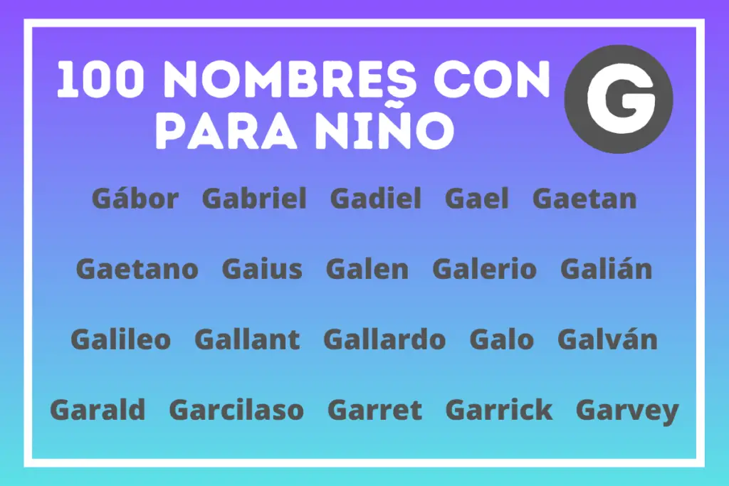Nombres con G para niño