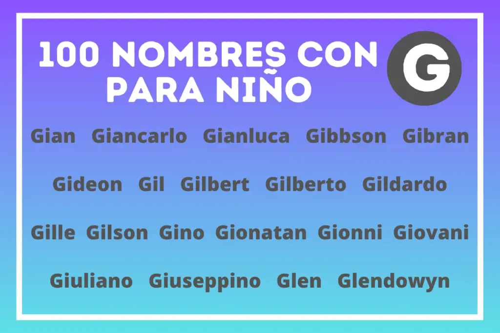 Bonitos nombres de hombre con G