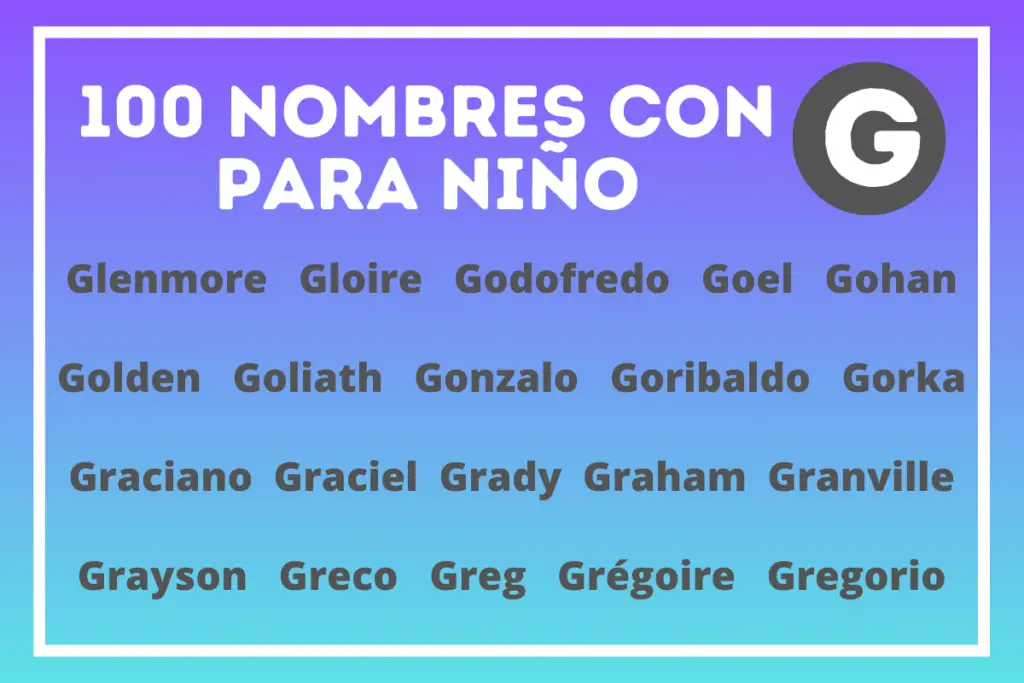 Nombres para niños que empiezan con G