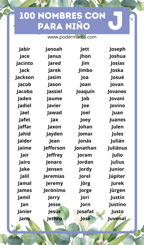 Lista de nombres bonitos con J para niño
